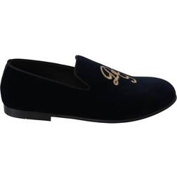 Dolce & Gabbana Men's Velvet Logo Slipper Loafers MV3487 EU43.5/US10.5