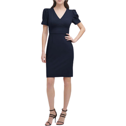 DKNY Puff-Sleeve Sheath Dress - Midnight