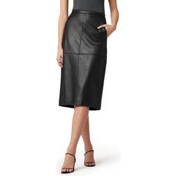 Doreen Cross Seamed Faux Leather Skirt Jet