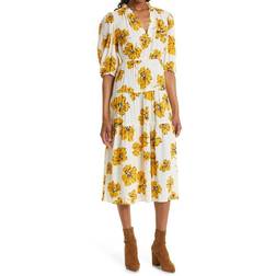 Kory Floral-Print Midi-Dress neutral