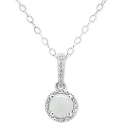 Celebration Gems Accent Pendant - Silver/Opal/Diamond