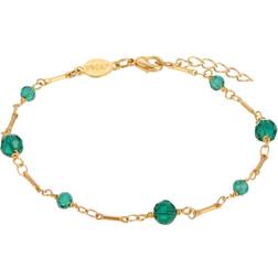 1928 Jewelry Bead & Bar Chain Anklet - Gold/Green