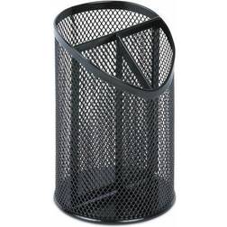 Universal Metal Mesh 3-Compartment Pencil Cup, 4 1/8" dia, 6"h, Black