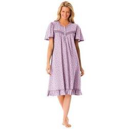 Plus Women's Short Floral Print Cotton Gown by Dreams & Co. in Bouquet (Size L) Pajamas
