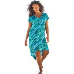 Plus Women's High-Low Cover Up by Swim 365 in Mixed Animal (Size 34/36) Swimsuit Cover Up