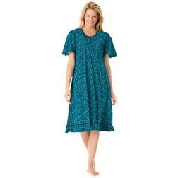 Plus Women's Short Floral Print Cotton Gown by Dreams & Co. in Ditsy (Size 1X) Pajamas