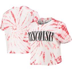 Pressbox Women's Wisconsin Badgers Showtime Tie-Dye Crop T-Shirt