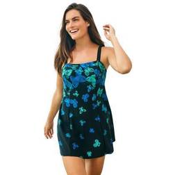 Plus Women's Princess-Seam Swim Dress by Swim 365 in Ombre Butterfly (Size 22) Swimsuit