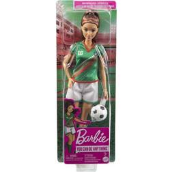 Barbie Soccer Doll Brunette #16 Uniform Soccer Ball Cleats Socks