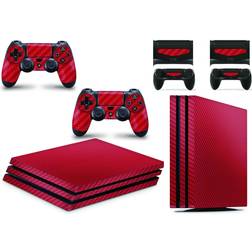 giZmoZ n gadgetZ PS4 Pro Console Skin Decal Sticker + 2 Controller Skins - Carbon Red