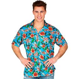 Widmann Blue Hawaiian Shirt with Flowers