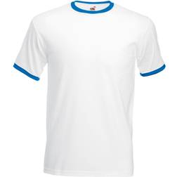 Fruit of the Loom Valueweight Ringer T-shirt Unisex - White/Royal Blue