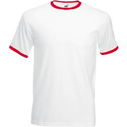 Fruit of the Loom Valueweight Ringer T-shirt Unisex - White/Red