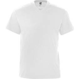 Sols Mens Victory V Neck Short Sleeve T-shirt - White