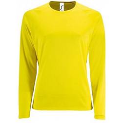 Sols Womens Sporty Long Sleeve Performance T-shirt - Neon Yellow