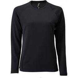 Sols Womens Sporty Long Sleeve Performance T-shirt - Black