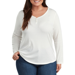 Dickies Women's Henley Long Sleeve Shirt Plus Size - Opaque White