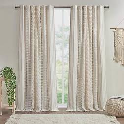 Ink+ivy Imani Cotton Printed Window Curtain Panel with Chenille Stripe & Lining 127x213.36cm