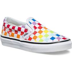 Vans Kid's Checkerboard Classic Slip-on - Rainbow/True White