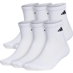 Adidas Athletic Cushioned Quarter Socks 6 Pack M - White