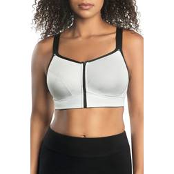 Parfait Wave Wire Free Zip Front Sports Bra - Silver