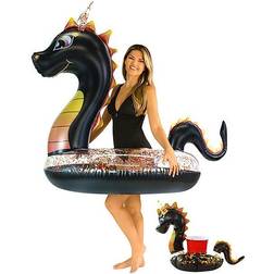 PoolCandy Glitter Dragon 48" Black Glitter Tube w/ Drink Float