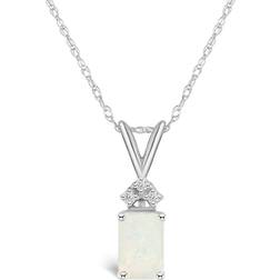 Macy's Celebration Gems Pendant Necklace - Silver/Opal/Diamonds