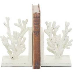 Litton Lane WILLOW ROW White Metal Farmhouse Bookends Set of 2 WHITE