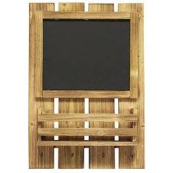 Elegant Designs Chalkboard Sign with Key Holder Hooks and Mail Storage, Natural Wood, HG1023-NWD Notice Board