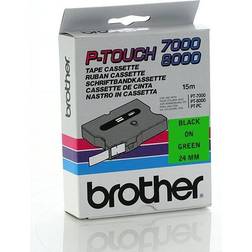 Brother TX751 Black on Green 24mm x 15m Gloss Tape