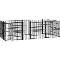 vidaXL Outdoor Dog Kennel Steel 19.35 mÂ²