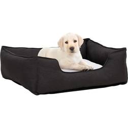 vidaXL Dog Bed Dark and 65x50x20 Linen Look Fleece