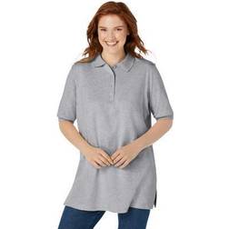 Woman Within Plus Women's Elbow-Sleeve Polo Shirt in (Size 1X)