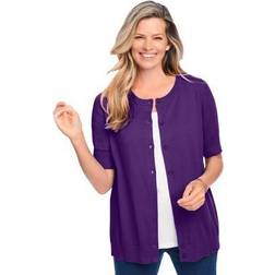 Woman Within Plus Women's Perfect Elbow-Length Sleeve Cardigan in Radiant (Size 5X) Sweater