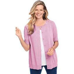 Woman Within Plus Women's Perfect Elbow-Length Sleeve Cardigan in (Size 6X) Sweater