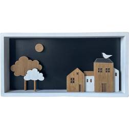 Dkd Home Decor Wall Wood Brown White Houses (40 x 3.5 x 20 cm) Veggdekorasjon