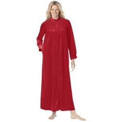 Plus Women's Smocked velour long robe by Only Necessities in Classic (Size 1X)