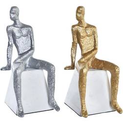 Dkd Home Decor ative Figure Silver Black White Men Marble Iron Modern (11 x 12 x 28 cm) (2 Units) Dekofigur