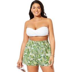 Swimsuits For All Plus Women's Emma Tie-Front Beach Shorts in Palm (Size 18/20)