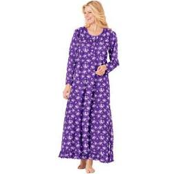 Plus Women's Long sleeve gown by Dreams & Co. in Plum Burst Bouquet (Size 3X) Nightgown