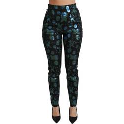 Dolce & Gabbana Floral Metallic Slim Women's Pants - Black