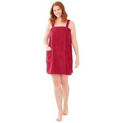 Plus Women's Dreams & Co. Terry Towel Wrap by Dreams & Co. in Classic (Size 38/40) Robe