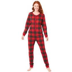 Plus Women's Holiday Print Onesie Pajama by Dreams & Co. in Buffalo Plaid (Size 30/32)