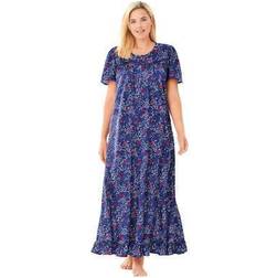 Plus Women's Long Floral Print Cotton Gown by Dreams & Co. in Evening Cardinals (Size 3X) Pajamas