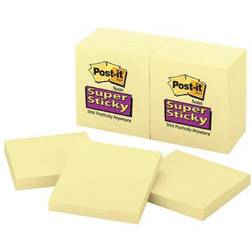 Post-it Super Sticky Notes, 3 x 3, Twelve 90-Sheet Pads/Pack, Canary Yellow