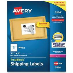 Avery Dennison Shipping Labels with TrueBlock Technology 3-1/3 x 4 Whi