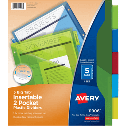 Avery Consumer Products AVE11906 Two-Pocket Insertable Dividers- Plastic- 5-Tab- Multi-Color
