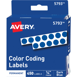 Avery Permanent Self-Adhesive Color-Coding Labels, 1/4" Dia, Dark Blue, 450/Pack