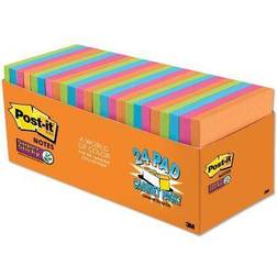 3M 65424SSAUCP Super Sticky Notes Cabinet Pack, 3 x 3, Assorted Jewel Colors, 24 70-Sheet Pads