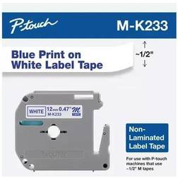 Brother M Series Tape Cartridge for P-Touch Labelers, 1/2"w, Blue on White